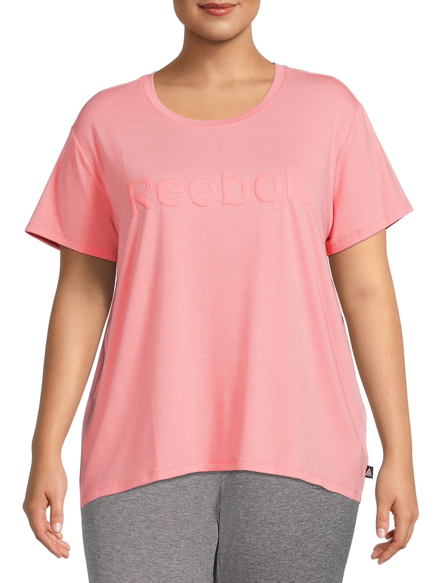 Reebok Women's Plus Size Renew Short Sleeve High Low Tee