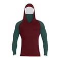 thumbnail image 3 of Men's UPF 50+ Hooded Sun Shirt, Lightweight Long Sleeve Fishing Shirt with Hood, Quick-Dry Rash Guard Sun Protective Shirt for Hiking, Beach, and Outdoor Activities Wine M, 3 of 4
