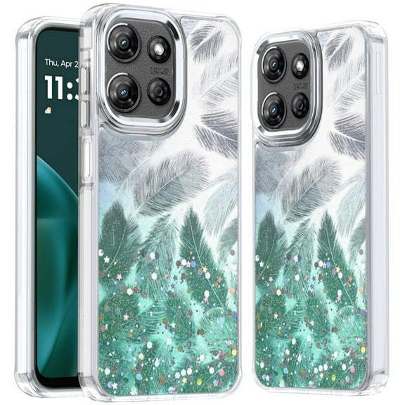 For Moto G Stylus 5G 2026/2025 Epoxy Glitter Shimmer [Magnetic Circle] Hybrid Case - Light Green