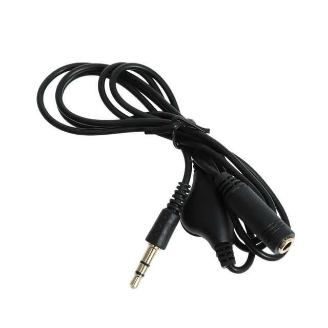1M 3,5 Mm Mâle à Femelle Stéréo Casque Rallonge Audio Cordon avec Contrôle du Volume (Noir)