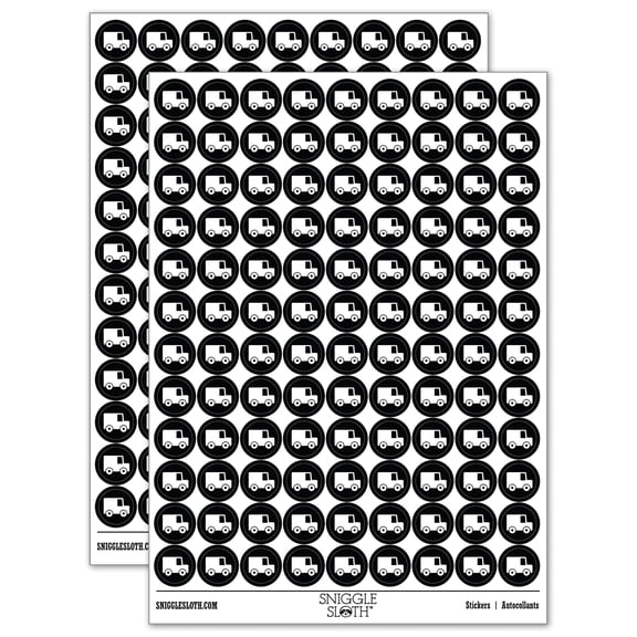 Delivery Moving Truck 200  Round Stickers - Black - Gloss Finish - 0.50" Size
