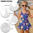 thumbnail image 4 of DISNIMO Girls Swimsuits Floral Butterfly Print One Piece Bathing Suit Skirted Sleeveless Swim Dress U Neck Breathable Swimwear for Hawaiian Summer Beach Vacation, 4 of 8