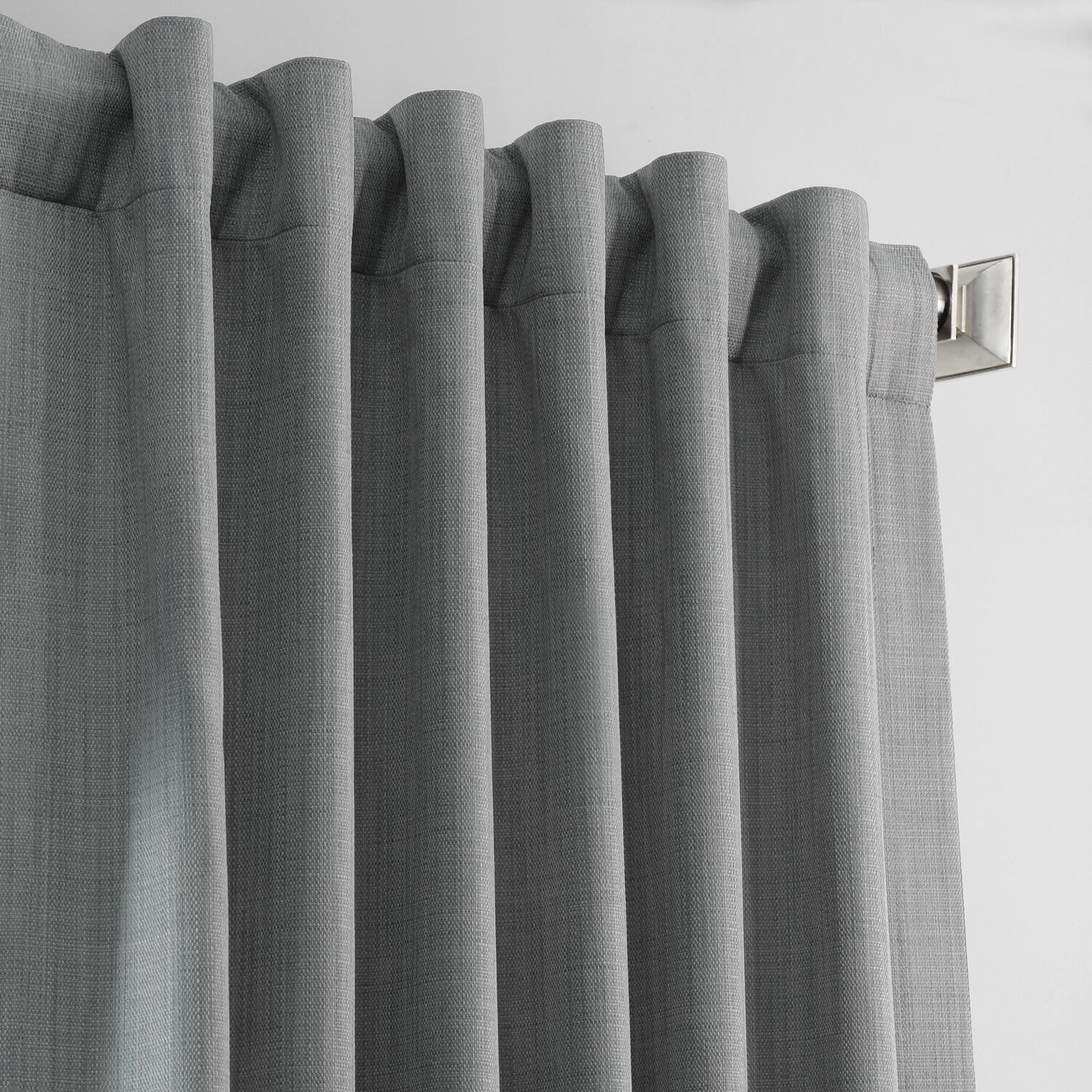 Pebble Grey Italian Textured Faux Linen Hotel Blackout Curtain (1 Panel), Pebble Grey, 50W X 96L