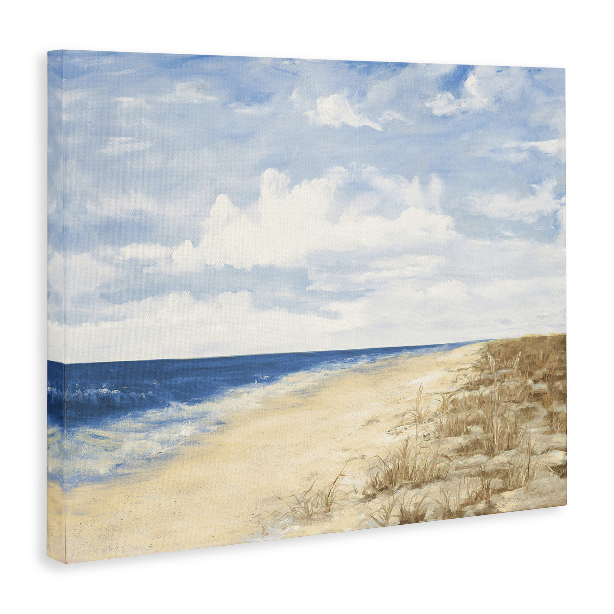 Stupell Industries Calm Beach Painting Coastal Painting Gallery Wrapped Canvas Art Print Wall Art, 40 x 30