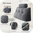 thumbnail image 3 of ColourTree Grey 39" L x 8" W x 20" H Wedge Headboard Pillows with 1 Head Roll Pillow Bed Wedge Pillow for Headboard Large Bolster for Bed Rest Reading Pillows Backrest Pillows, 3 of 6