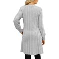 thumbnail image 4 of HAiming Sweater Mini Dress for Women Solid Knitted Crewneck Long Sleeve Side Buttons a Line Casual Loose Elegant Dress, 4 of 7