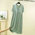 thumbnail image 2 of Lmnyox Short Sleeve Nightgown for Women Botton Down Sleep Dress Summer Soft Flowy Nightwear Pajama Dress, 2 of 7