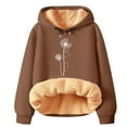thumbnail image 2 of IMENGL Winter Spring warm fleece hooded sweatshirt falling dandelion, Brown L, Size M-5XL, 2 of 4