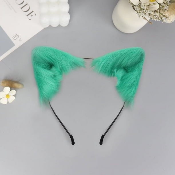 Diadema con orejas de gato y zorro de simulación hecha a mano, diadema con orejas de bestia de peluche, accesorios para vestido de cosplay, accesorios para tocado