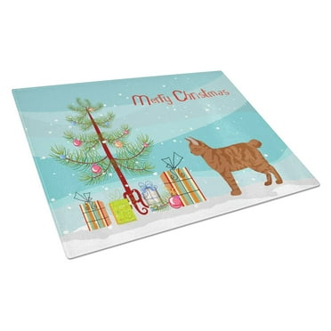 Carolines Treasures CK4551LCB Bobtail 2 Cat Merry Christmas Glass Cutting Board Large, 12H x 16W, multicolor