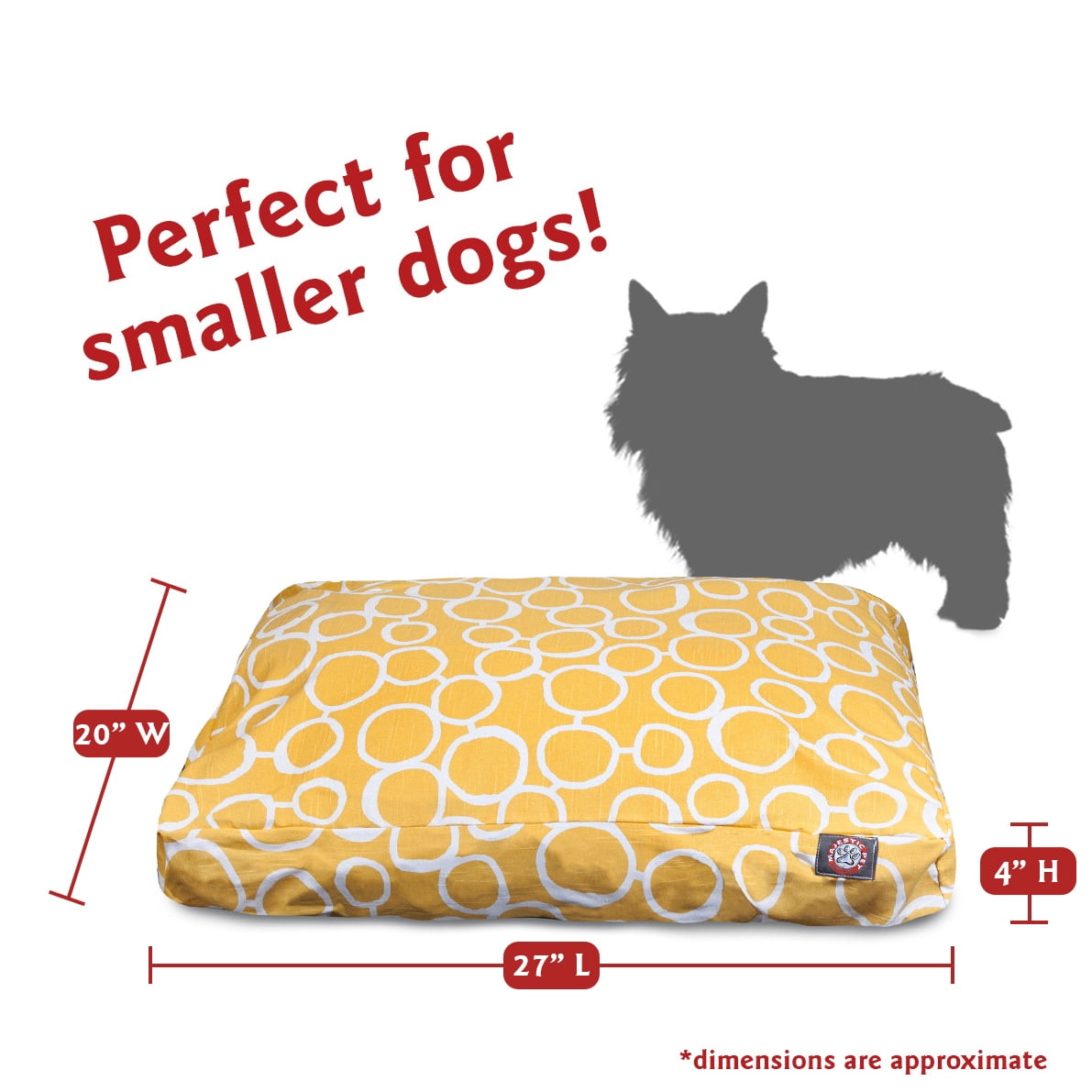 Majestic Pet | Fusion Rectangle Pet Bed For Dogs, Removable Cover, Yellow, Small