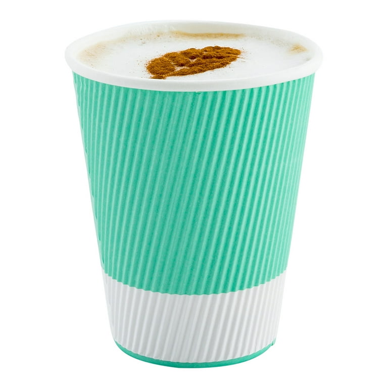 4 oz Eco Green Paper Coffee Cup - Ripple Wall - 2 1/2 inch x 2 1/2 inch x 2 1/4 inch - 500 Count Box