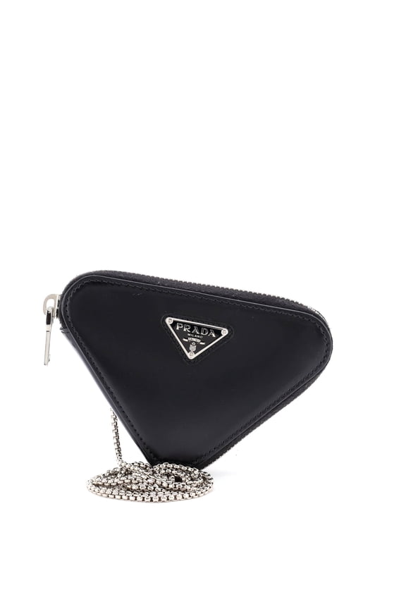 Pre-Owned Triangle Pouch Bag with Chain Brushed Leather Mini By Rebag