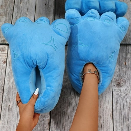 

Gubotare Fuzzy Slippers Women Women s Bad Cute Bunny Slippers Retro Warm Slip-On Non Slip Cartoon embroidery Warm Slippers for Winter Indoor Outdoor Blue One Size