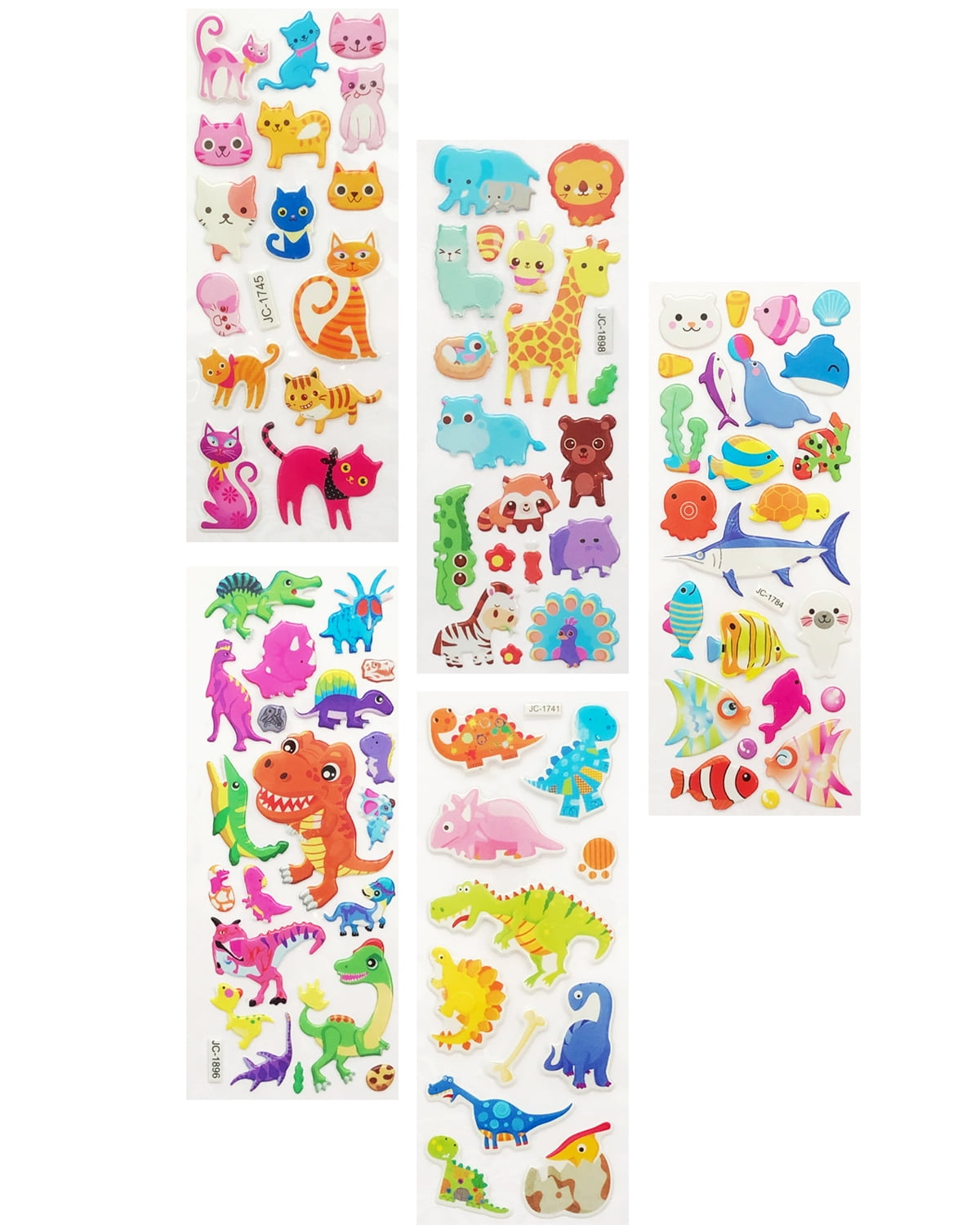 Wrapables 3D Puffy Stickers for Scrapbooking, (10 Sheets) Zoo Animals  Kitties Doggies Owls, 10 Sheets - Fred Meyer