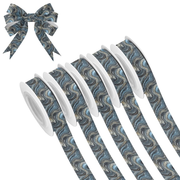 5 Rolls Christmas Ribbon 1.5 inch Wide Decorative Ribbon for Gift Wrapping and Holiday Decorations Swirling Metal and Marble Pattern