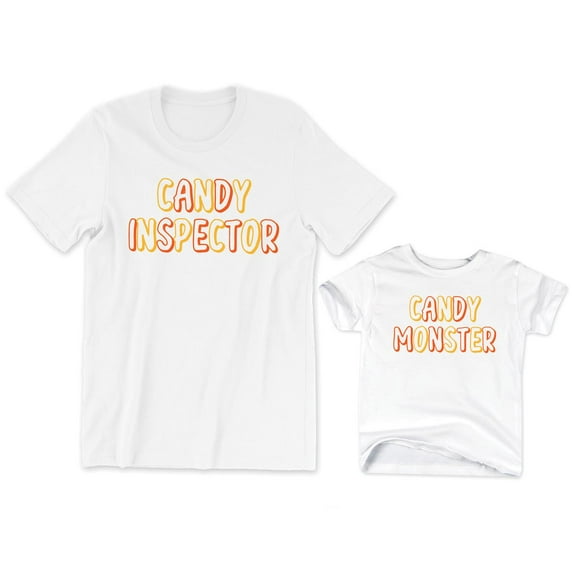 Candy Inspector Women's T-Shirt Funny Cute Candy Monster Kids Toddler Shirt Baby Bodysuit Halloween Family Matching Mommy Daughter Son Outfits