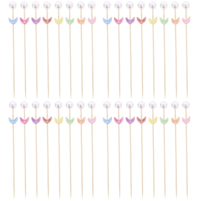 Shisuyan 100 Pcs Pics à Cocktails Apéritifs Fantaisie Cure-Dents Nourriture Pics en Bambou Bâtons de Fruits pour Fête