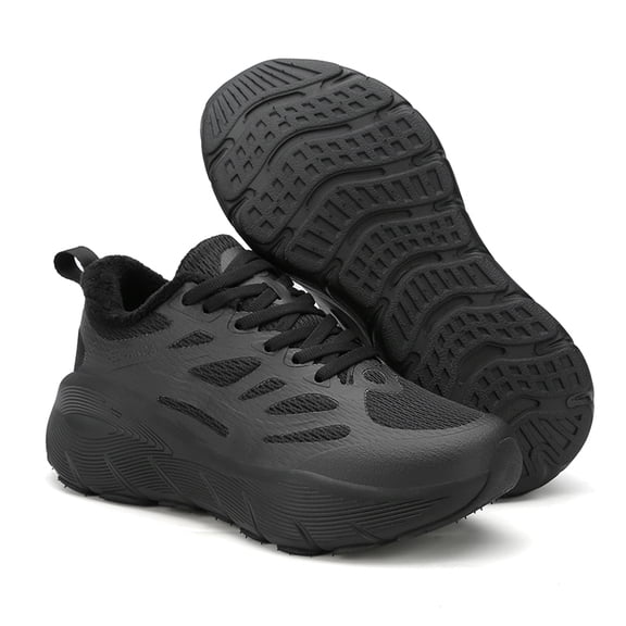 Men & Women Fleece Lined Warm Running Shoes, Cushioned Anti-Slip Winter Casual Athletic Sneakers