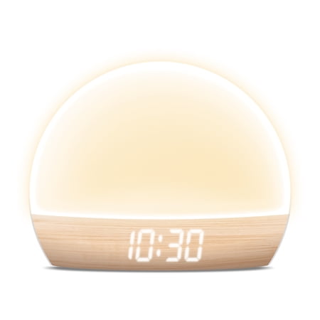 Brookstone Sunrise Alarm Clock with Soft LED Light, RGB Color Night Light, Sunrise & Sunset Simulation, Time/Date and Indoor Temperature Display, Touch Controls, USB Powered