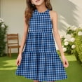 thumbnail image 2 of Abcomgle Girls Dresses Size 10-12 Casual Halter Neck Sleeveless Midi Dress Plaid A-line Sundresses Swing Dresses 11-12 Years,Royal Blue, 2 of 6