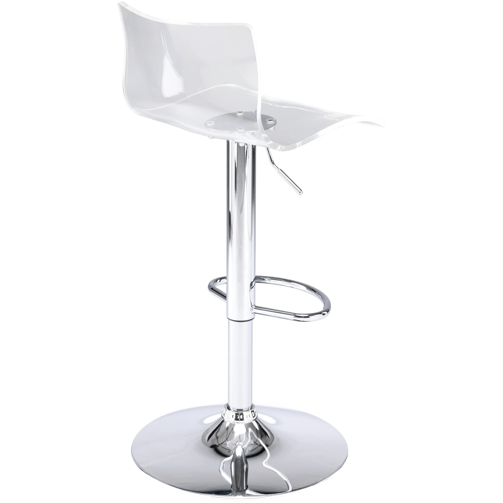 Bar Stools Set of 2, Adjustable Acrylic Swivel Airlift Barstools, Modern Counter Stools with Back and Footrest for Bar, Kitchen, Dining Room (Clear)
