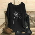 thumbnail image 2 of Buigttklop Dandelion Shirts for Women Summer Crewneck Cotton Linen Blouses Casual Loose Fit 3/4 Sleeve Tunic Tops Side Split Tees, 2 of 3
