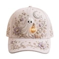 thumbnail image 3 of 3D Halloween Embroidered Baseball Cap for Women, Adjustable Cotton Hat with Witch, Ghost, Pumpkin & Bat Design, 3 of 6