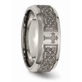 thumbnail image 5 of Titanium Beveled Edge 8mm Laser Design Brushed & Polished Wedding Band - Size 8.5, 5 of 5