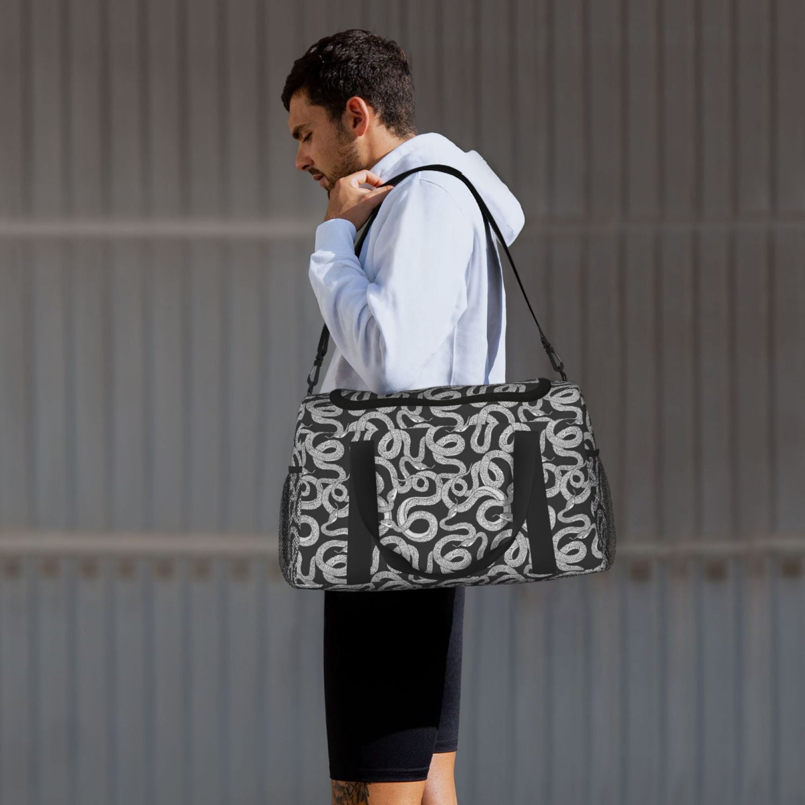 Fuzoiu Snake Print Travel Duffle Bag,Carry On Tote Bags,Duffel Bag,Sport Gym Bag, Hospital Bag for Labor and Delivery, Overnight Bag,Luggage Bag