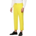 thumbnail image 4 of INSPIRE CHIC Men's Cropped Pants Slim Fit Flat Front Ankle-Length Dress Pants 32 Light Yellow, 4 of 4