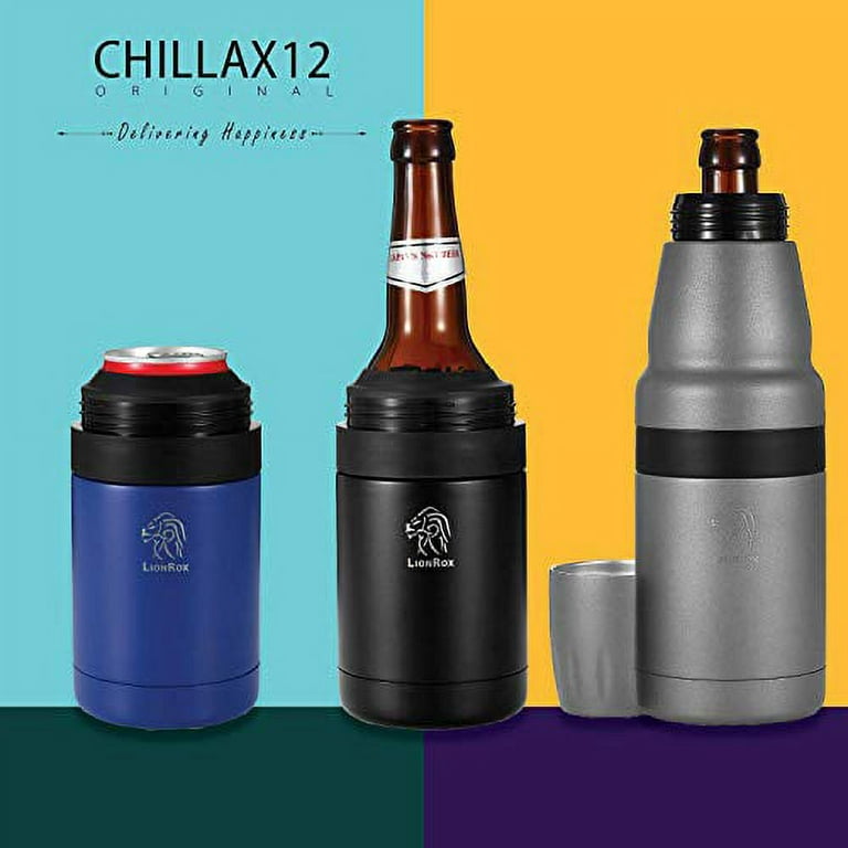 LionRox Chillax12 Beer Bottle and Can Insulator , Fully Vacuum Insulated  Double Walled Stainless Steel Beer Bottle and Can Cooler , Beer Bottle and