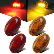 Partsam 2X Amber + 2X Red Side Fender Marker Assembly Replacement for Ford F350 F450 F550 1999-2010 Super Duty Full Kit Dually Bed Led Fender Side Marker Lights Aftermarket Front R