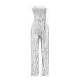 thumbnail image 6 of OSOLU Solid Color Women Sleeveless Strapless Sequined Jumpsuit Classic Women Tops Dressy Casual, 6 of 6