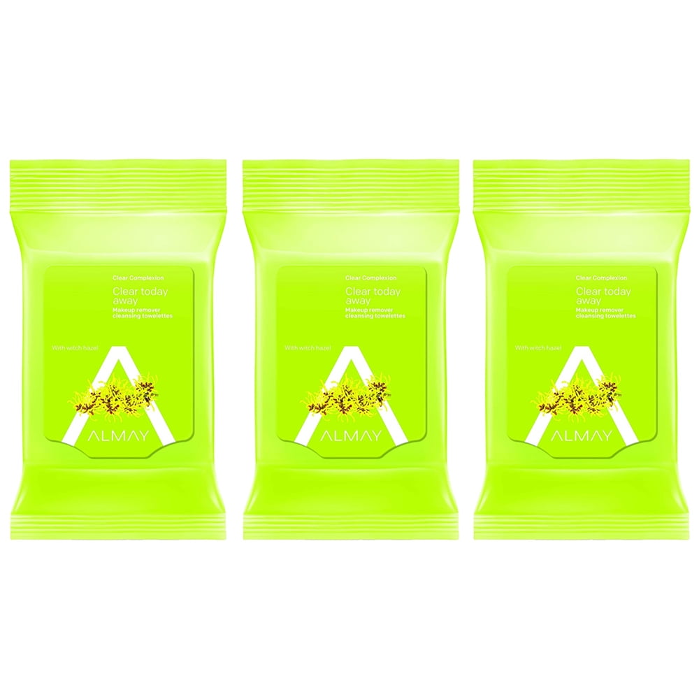 (3 Pack) Almay Clear Complexion Makeup Remover Cleansing Towelettes, Hypoallergenic, Cruelty Free, Oil Free, Fragrance Free, Ophthalmologist And Dermatologist Tested, 25 Wipes