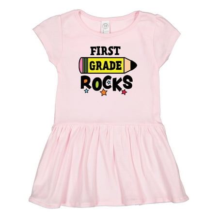 

Inktastic 1st Grade Rocks with Pencil and Stars Gift Toddler Girl Dress