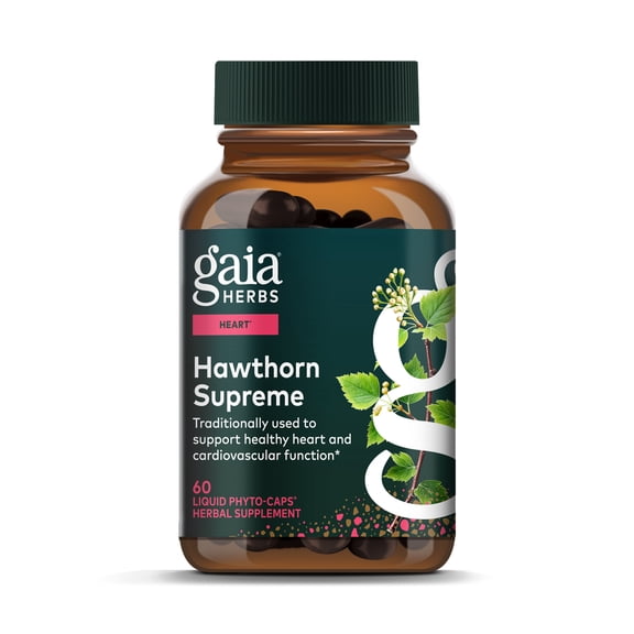 Gaia Herbs Hawthorn Supreme - Hawthorn Berry Supplement - With Herbs Traditionally Used to Support Heart Health* - 60 Vegan Liquid Phyto-Caps (60 Servings)