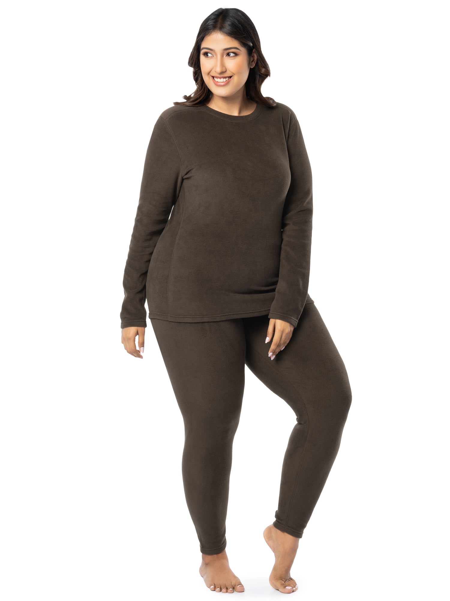 Fruit of the Loom Women's Stretch Fleece Thermal Top and Bottom Set, Sizes S-4X
