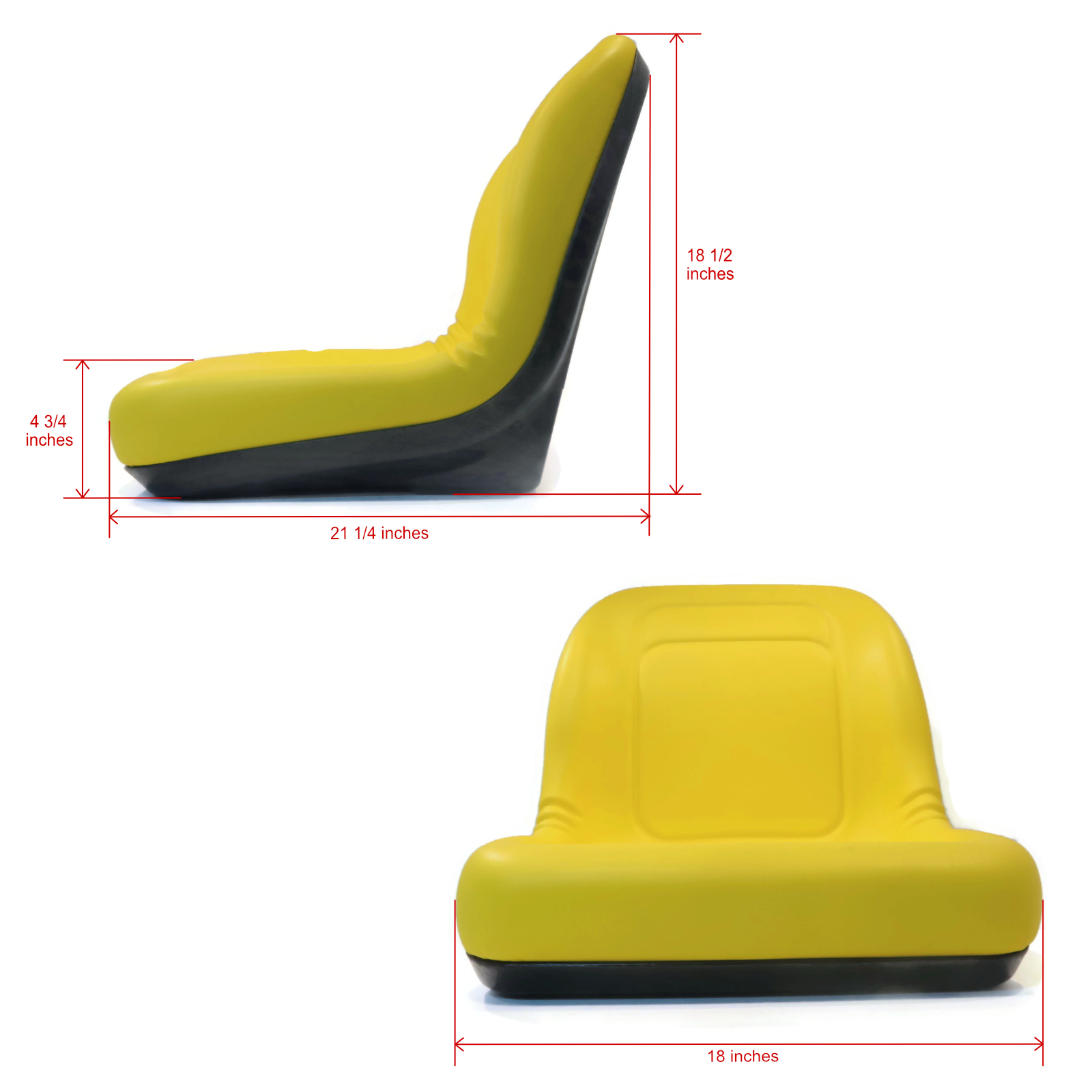 The ROP Shop | (2) Yellow High Back Seat For John Deere LVA10029 AM129969 AM129970 AM133476 - image 3 of 5