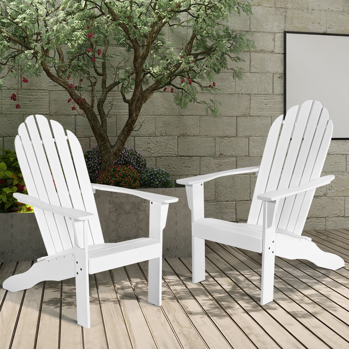 Topbuy Outdoor Adirondack Chair Patio Solid Acacia wood White