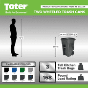 Toter 48-gallon black garbage can with wheels and lid