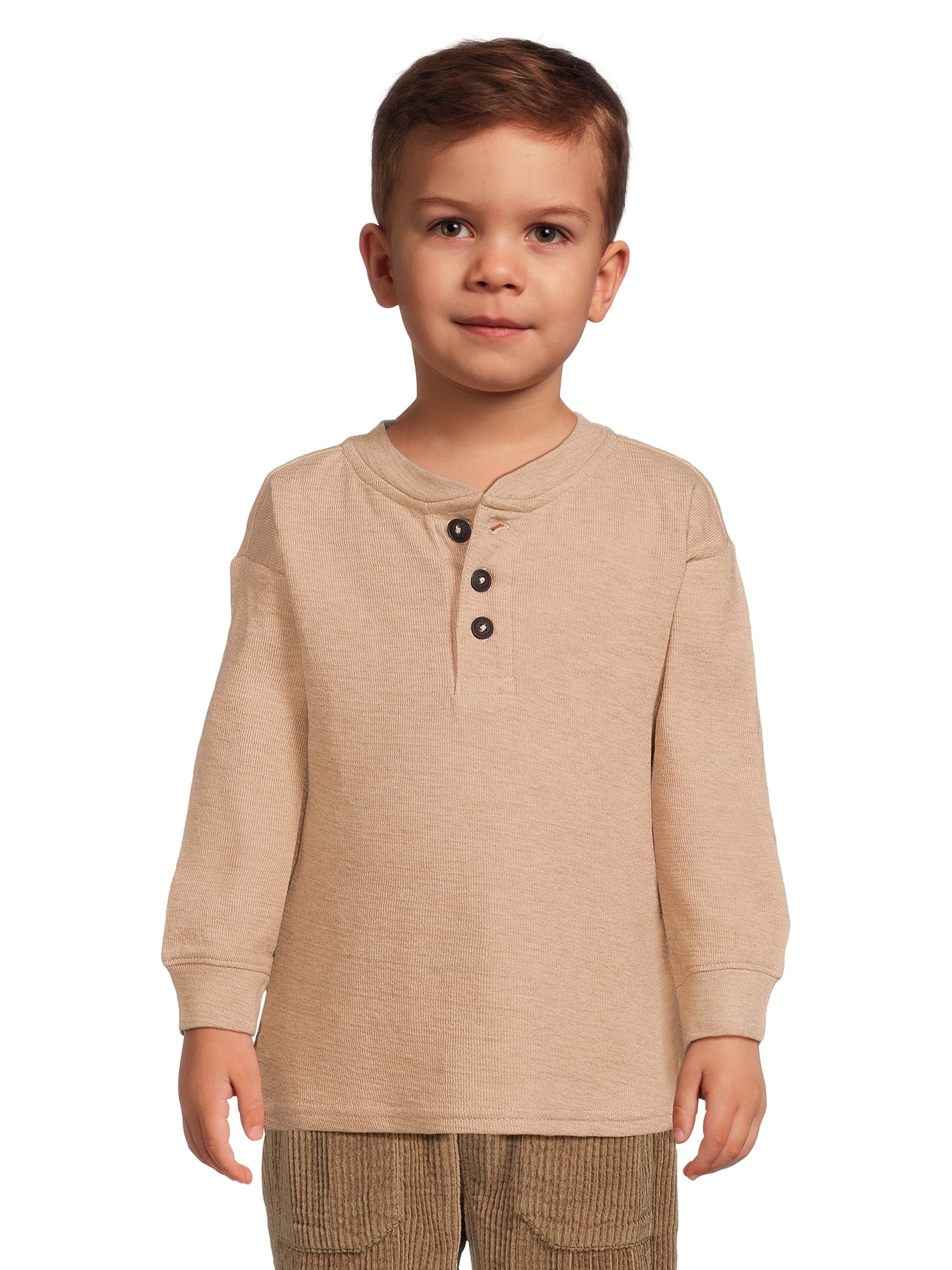 easypeasy Toddler Boy Long Sleeve Henley TShirt, Sizes 12 Months5T