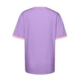 thumbnail image 6 of Lixiuxyad Women's Casual Fashion Loose Pullover Solid Color Matching Color Round Neck Short Sleeved T Shirt Loose Fit,Purple L, 6 of 6