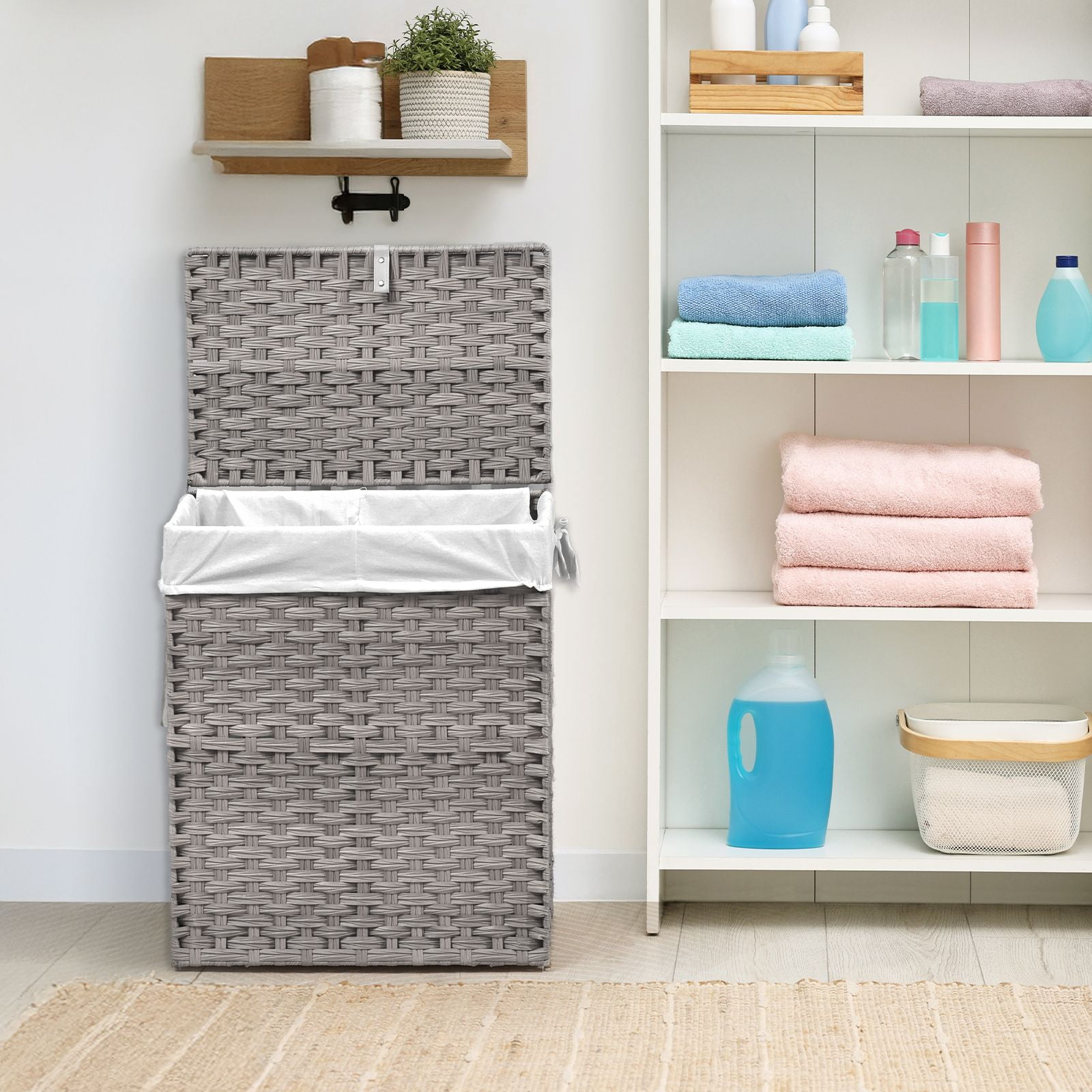 Gianna 90L Laundry Hamper with Lid, Laundry Basket with Removable Liner for Bathroom Bedroom