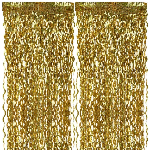 Plastic Foil Fringe Curtains Sequin Shimmer Wall Backdrops for Birthday Wedding Party Christmas Baby Shower Decorations Gold 10~24mm about 2m/pc