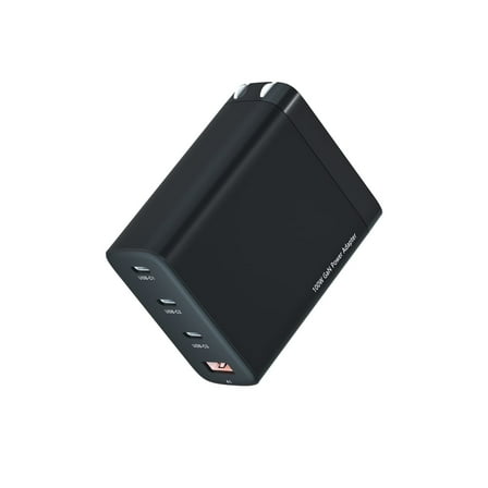 Zhihuico 100W GaN Fast Charger 3C1A, 3 USB-C & 1 USB-A Ports, PD3.0 QC3.0 Multi-Device Charging Adapter, Foldable Plug, Compact for Laptop, Tablet, Smartphone