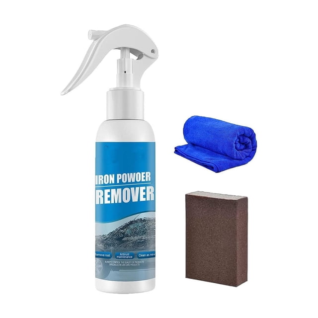 100ml Car Rust Removal Spray | Strong Derusting Agent for Metal Surfaces | Multi-Purpose Iron Powder & Stain Remover for Wheels, Tools & Bicycle Chains