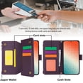 thumbnail image 5 of Allytechgroup Wallet Case for Samsung Galaxy S22, RFID Blocking Shoulder Strap Hand Wrist Zipper Pocket Cards Slots Stand Protective Anti-Scratch Galaxy S22 Case for Women Girls,Purple, 5 of 10