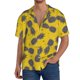 thumbnail image 1 of Balery Summer Pineapple Camisa Casual de Manga Corta con Botones para Hombre, Texturizada, Estilo Cubano, para Playa, Verano-Large, 1 of 5
