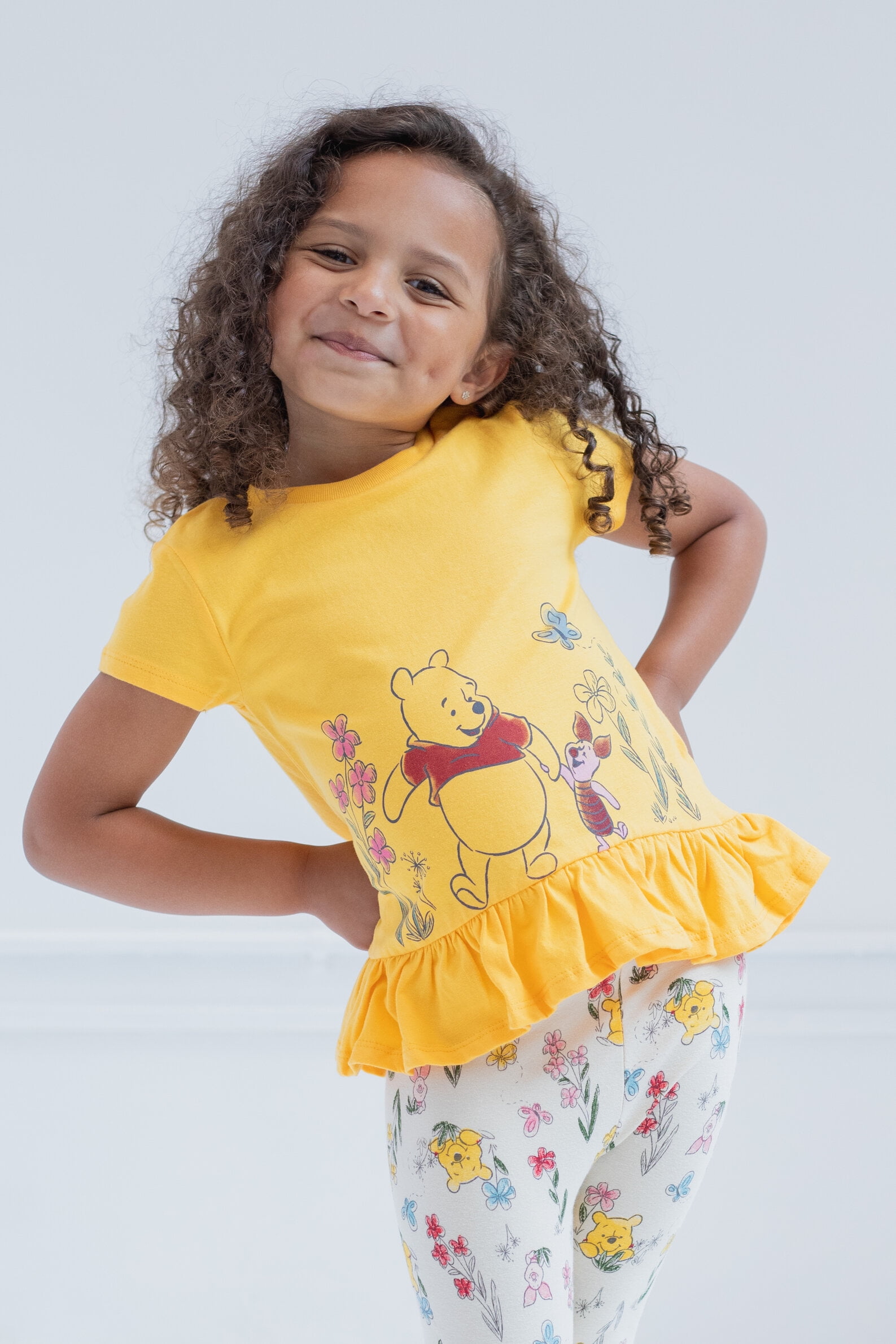 Disney Winnie the Pooh Piglet Infant Baby Girls Peplum T-Shirt and Leggings Outfit Set Newborn to Toddler